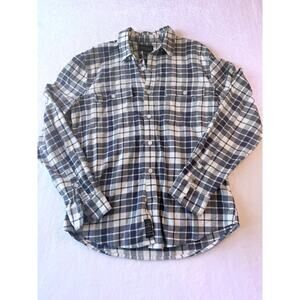 Lucky Brand Mens Medium Flannel Plaid Long Sleeve Shirt Western Blue